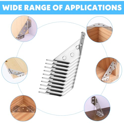 50Pcs Universal Stainless Steel Furniture Corner Connector – Heavy-Duty Silver Angle Brackets with 350 Screws for Shelves, Cabinets, Tables & Chairs