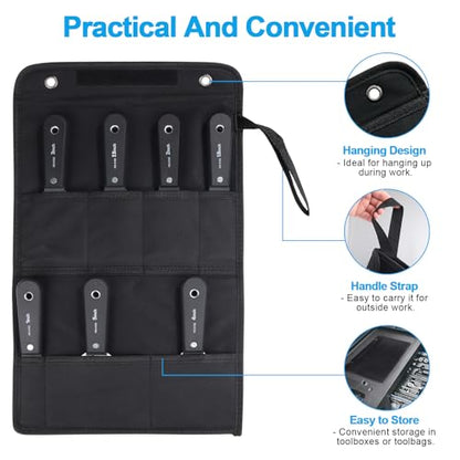 weiwei 7 PCS Metal Putty Knife Set Multi-sized Spackle Knife with Storage Bag Rustproof Putty Scraper Knives Drywall Tools for Wall Repair Wall Paint Spreading Drywall Spackle and Mud for Craftsman