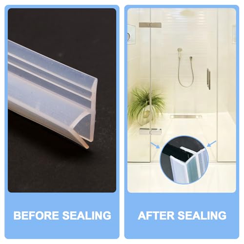 Shower Door Seal Strip (Leak-Proof, 10FT Long, 1/2'' Inch Wide, Silicone), Frameless Glass Door Weather Stripping - size: 12mm