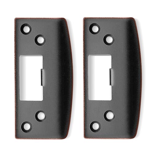 Oversized D-Shaped Strike Plates Oil Rubbed Bronze 2 Pack, Heavy Duty Version, Extra Large Hole/Opening Reinforced Striker Plate, Fix Door Lock Latch Misalignment - color: Oil Rubbed Bronze, size: 2 Pack