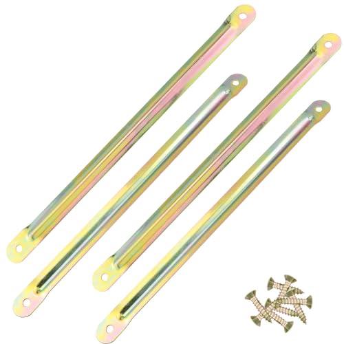 4PCS Colored Zinc Heavy Duty Reinforced Legs Bracket Mounting Iron Plate Support Brace Table Leg Adapter Connector with Screws for Dining Tables Wooden Computer Desk Coffee Bed Furniture