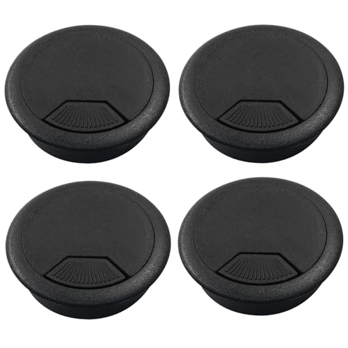 Bivethoi 4pcs 2 inch Desk Wire Cord Cable Grommets Hole Cover for Office PC Desk Cable Cord Organizer Plastic Cover Black - size: 2 inch