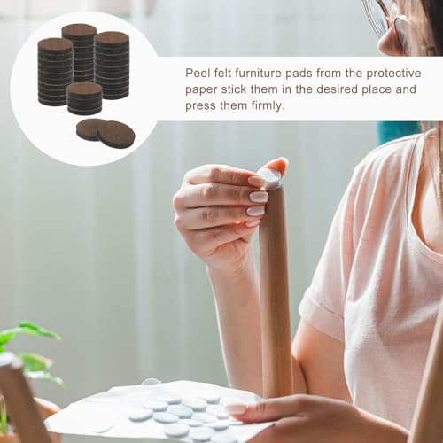 uxcell Furniture Pads, 36Pcs 1.25" - Round Self Adhesive Felt Furniture Pads, Floor Protectors for Furniture Feet Chairs Legs Hardwood Floors (Brown) - size: 1.25"