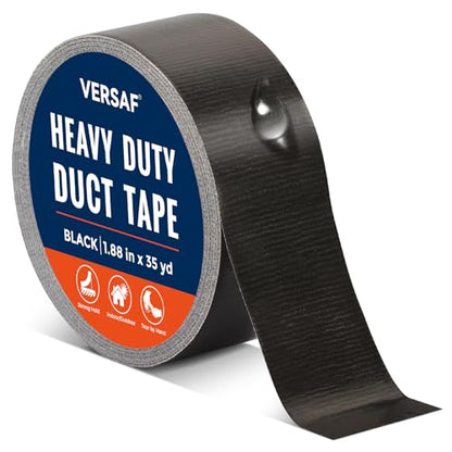 VERSAF Heavy Duty Black Duct Tape, 1.88 in x 35 yd, Strong Adhesive, Waterproof & Weather Resistant, Easy Tear, Multi-Purpose for Home Repair, Sealing, Bundling, Automotive & Outdoor Use - color: Black