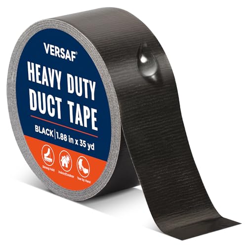 VERSAF Heavy Duty Black Duct Tape, 1.88 in x 35 yd, Strong Adhesive, Waterproof & Weather Resistant, Easy Tear, Multi-Purpose for Home Repair, Sealing, Bundling, Automotive & Outdoor Use - color: Black