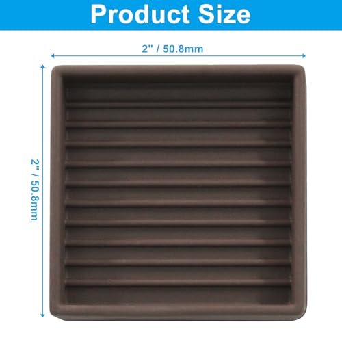 2 Inch Non Skid Furniture Grippers Square Brown Rubber Floor Protectors, 2"x2" Non_Slip Furniture Pads for Wood Floor Bed Couch Stoppers(4Pcs)