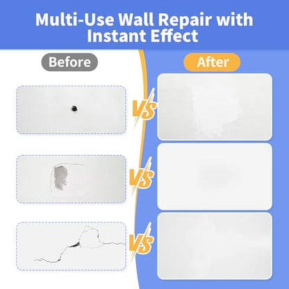 YKF Drywall Repair Kit (18 oz) - Spackle Paste with Scraper & Self-Adhesive Mesh - Quick Dry Waterproof Wall Repair for Holes, Cracks, Nail Holes, Dents - White - style: 18 oz Kit (with Scraper & Mesh Tape)