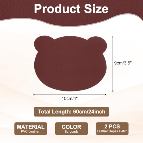 PATIKIL Leather Repair Patch, 2 Pcs 4 x 3.5 Inch Self-Adhesive Vinyl Patch Furniture Tape Repair Kit for Sofas Couches Stools Chairs Cabinets Bags, Burgundy - color: Burgundy