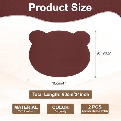 PATIKIL Leather Repair Patch, 2 Pcs 4 x 3.5 Inch Self-Adhesive Vinyl Patch Furniture Tape Repair Kit for Sofas Couches Stools Chairs Cabinets Bags, Burgundy - color: Burgundy
