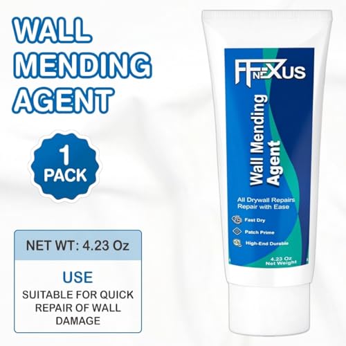 Drywall Repair Kit – 4.23 oz Fast-Dry Putty Tube with 2 × 2″ Wall Patch Mesh, Scraper & 2 × P180 Sandpapers | Quick-Dry Spackle & Sheetrock Crack Filler for Wall, Ceiling & Plaster Hole Repair - color: 1 Tube & 2 Wall Patches