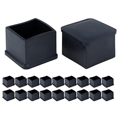 Mcredy Black Chair Leg Covers PVC Non-Slip Chair Leg Caps Furniture Foot Fit for 1.17" x 1.17" Square Chairs Feet Floor Protectors for Table Dressers, 20 Packs - size: 30x30mm/1.2" x 1.2",20 PCS