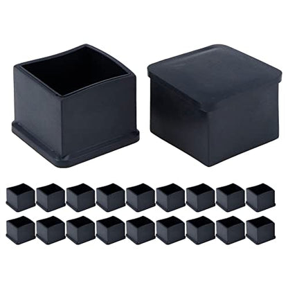 Mcredy Black Chair Leg Covers PVC Non-Slip Chair Leg Caps Furniture Foot Fit for 1.17" x 1.17" Square Chairs Feet Floor Protectors for Table Dressers, 20 Packs - size: 30x30mm/1.2" x 1.2",20 PCS