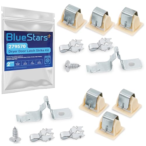 [6 PAIRS] BlueStars 279570 Dryer Door Latch Strike Kit PS334230 AP3094183 14205029 236877 420198 423232 EED4300TQ0 LTE5243DQ6 - Complete Repair Pack Fits GE Whirlpool Kenmore Roper KitchenAid Dryers - style: Pack of 2