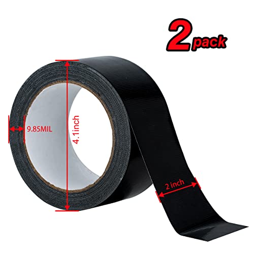 XUXU 2 Pack Black Duct Tape Heavy Duty Waterproof, Strong Adhesive Duct Tape Bulk for Indoor Outdoor Repairs, 40 Yards x 2 Inch Total