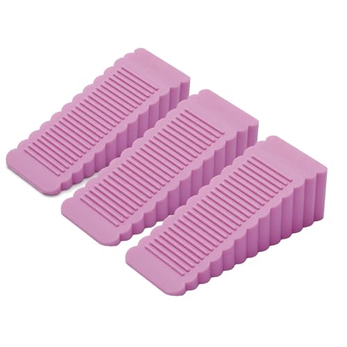 3 Pack Rubber Door Stoppers Wedge, Elfthloo Stops Fits 5-23mm Gaps, Non-Slip Floor & Wall Protector, Doorstops for Bottom of Door, Pink - color: Pink, size: 3 Pcs