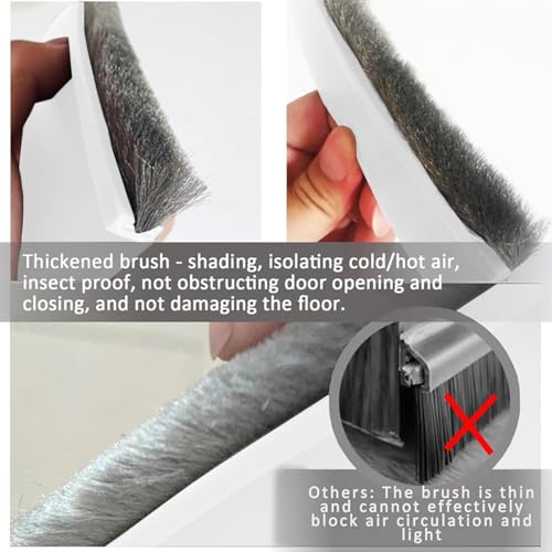 39 Inch Door Draft Stopper with Brush - Heavy Duty Weather Stripping Seal for Bottom of Door, Interior & Exterior Use, Noise & Soundproof Barrier, Gap Guard for Doors & Windows(White, 39")