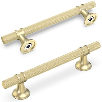 10 Pack 5 Inch Cabinet Pulls knurled Brushed Gold Kitchen Cabinet Handles Aluminum and Zinc Alloy Drawer Pulls Solid Cabinet Hardware - color: Brushed Gold Knurled, size: 5'' Hole Center(128mm)