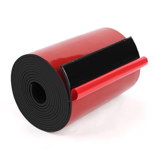 HooTown Adhesive Solid Rubber Strips, 8” Wide x 1/8" Thick x 120" Long Self Neoprene Rubber Sheets Rolls with Adhesive Backing for DIY Gaskets, Pads, Sealing, Liner, Weather Striping, Seals, Red - color: 1/8" Thick Adhesive, size: 8” W x 120" L