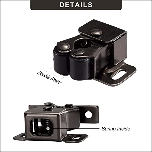 Keenkee 2 PCS Cabinet Latch Double Roller Catch Hardware for Cupboard Closet Cabinet Door Latches and Catches, Black Nickel - color: BlackNickel 2ps