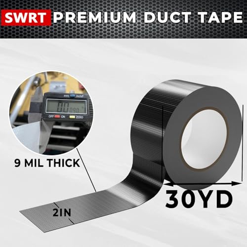 SWRT 9 Mil 24-Pack Black Heavy Duty Duct Tape Strong Adhesive, 2 in x 30 YD (Total 720YD) Duct Heavy Duty Waterproof All Weather Black Duct Tape No Residue Sealing & Patching for Indoor&Outdoor Repair - color: Black