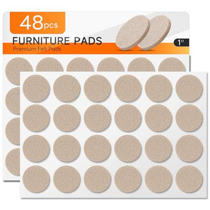 48 PCS Felt Furniture Pads, 1-inch Round Beige Chair Felt Pads, Felt Pads for Furniture Feet to Protect The Floor from Scratches,Reduce Noise (Beige) - size: Round 48pcs-beige