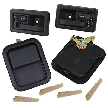 APPERFiT Exterior & Interior Door Handles w/Keepers Compatible with Jeep Wrangler YJ TJ 1991-2002 with Full Doors Replaces 55176382AE 55176383AE 55176477AB 55176476AB - style: 1991-2002 Exterior & Interior Door Handle