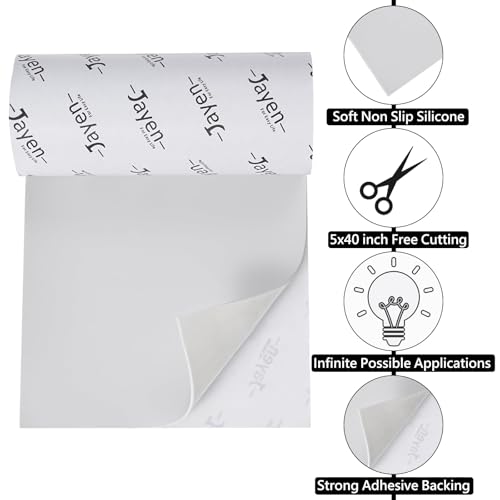 Non Slip Self Adhesive Silicone Cuttable Furniture Pads - 5x40 inch Versatile Non-Slip Silicone Pads for Variety of Objects, Appliances and Furniture - color: 5x40 White