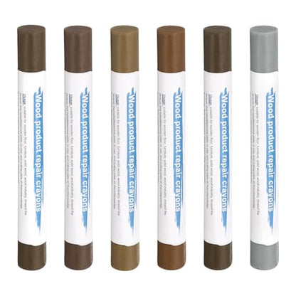 HARFINGTON Wood Filler Sticks 6 Colors Wooden Wax Touch Up Furniture Repair Crayons for New Walnut, Light Brown Gray, English Gray, Eucalyptus Gray, Original Wood, Oak - color: Modern Gray Series