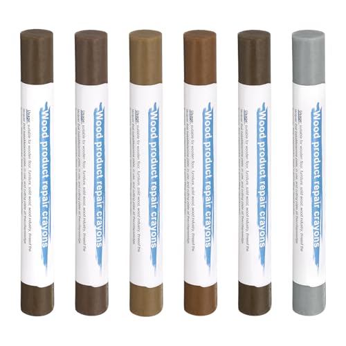 HARFINGTON Wood Filler Sticks 6 Colors Wooden Wax Touch Up Furniture Repair Crayons for New Walnut, Light Brown Gray, English Gray, Eucalyptus Gray, Original Wood, Oak - color: Modern Gray Series