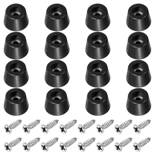Cutting Board Feet, 16 Pack Round Rubber Feet Bumpers Non Slip Bumper Pads with Stainless Steel Screws for Furniture Chairs Desks Electronics (0.1" Wx0.35 H) - size: 0.1"Wx0.35"H