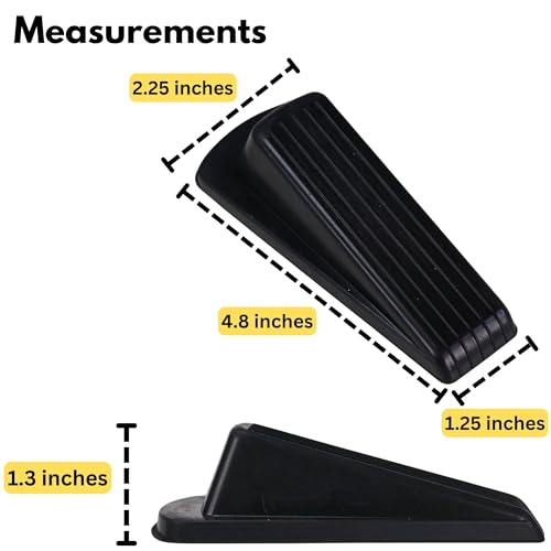 Harrier Hardware 4-Pack Heavy Duty 5-Inch Rubber Grip Wedge Doorstops, Black