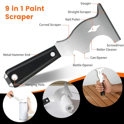 Drywall Knife Set, 7PCS Drywall Tools with Mud Pan, Stainless Steel 2” 3” 4” 6” 10” 12” Knife Set Putty Knives, Taping Knives, Painter Scraper, 12” Mud Pan, Spackle Tool Kit for Repairing Work