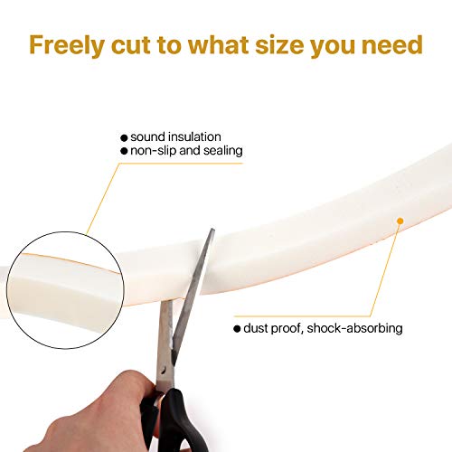 Foam Weather Stripping-2 Rolls,1/2 Inch Wide X 1/16 Inch Thick Total 26 Feet Long, Foam weatherstrip with Adhesive for Door Insulation(13ft x 2 Rolls) - size: 1/2" (W) x 1/16" (T) x 26' (L)