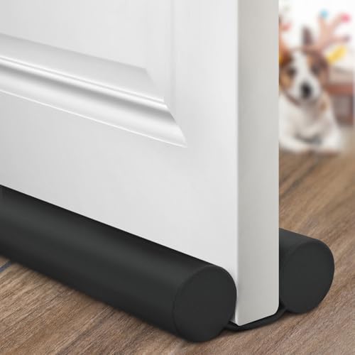 Holikme Door Draft Stopper Weather Stripping Draft Stopper for Bottom of Door Window Breeze Blocker Adjustable Door Sweeps, Black - color: Black, size: 37 inch