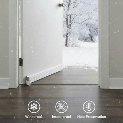 Premium Adjustable Door Draft Stopper - Under Door Sweep Weather Stripping with Strong Adhesive, Soundproof & Energy-Saving Seal for Exterior/Interior Doors, Cold Air & Noise Blocker - size: white