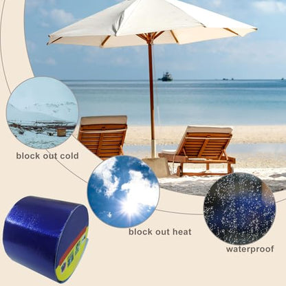 Waterproof Repair Tape, UV-Proof Multi-Surface Instant Seal Patch Repair for RV Awning, Boat Cover, Tent, Tarp & Canvas (3 Inch x 24.6FT, Blue) - color: Blue