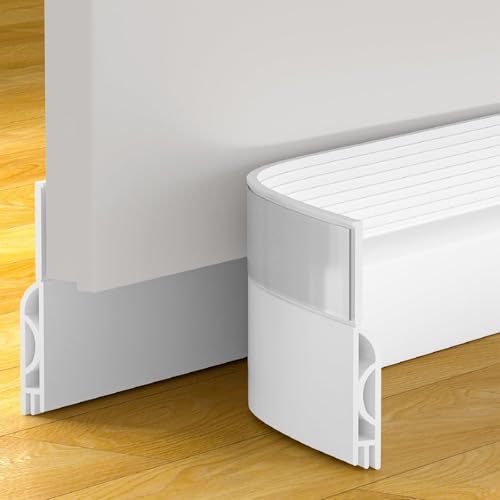 6Pack Door Draft Stopper, White Door Sweep for Bottom of Door, Weather Stripping Door Seal Gap Filler Bottom Noise Soundproof Cold Air Insulation Save Energy Installs Quickly Easily - color: White, size: 39" L-6Pack