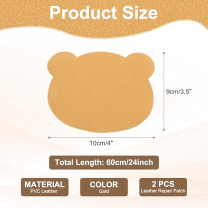 PATIKIL Leather Repair Patch, 2 Pcs 4 x 3.5 Inch Self-Adhesive Vinyl Patch Furniture Tape Repair Kit for Sofas Couches Stools Chairs Cabinets Bags, Gold - color: Gold