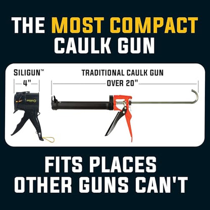 SILIGUN™ Gen-3 Compact Caulking Gun - No Drip Caulk Gun - Patented Design - Lightweight ABS Frame - color: Siligun Caulk Gun Gen-3