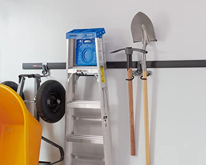 Rubbermaid FastTrack Rail Garage Organization Multi-Purpose Hook 50 lbs Capacity Satin Nickel Wall Mounted Storage System Direct Mount into FastTrack Garage Rail for Home/Garage Organization - size: 1 Count (Pack of 1), style: Multi-Purpose Hook