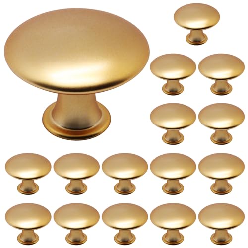 16 Pcs Champagne Cabinet Knobs, Round Dresser Knob Kitchen Drawer Knobs, Single Hole Cupboard Door Knob Dresser Drawer Pulls Handles (Champagne) - color: Champagne, size: 16 Pack
