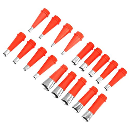 QWORK 32 Pcs Caulk Finisher Kit Stainless Steel Caulking Nozzle Tips with 18 Sizes V-Shaped Sealant Finishing Tool for Kitchen Bathroom Tile & Window Fits Sausage Guns