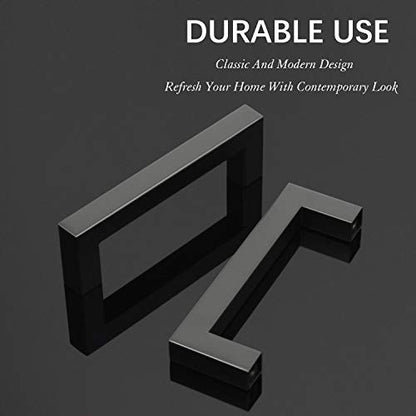 KNOBWELL 6 Pack Black Kitchen Cabinet Pulls, 3-3/4 inch Hole Center Black Square Stainless Steel Dresser Drawer Pulls 4-1/5" Length - color: Matte Black, size: Hole Center:3-3/4 Inch(96mm)