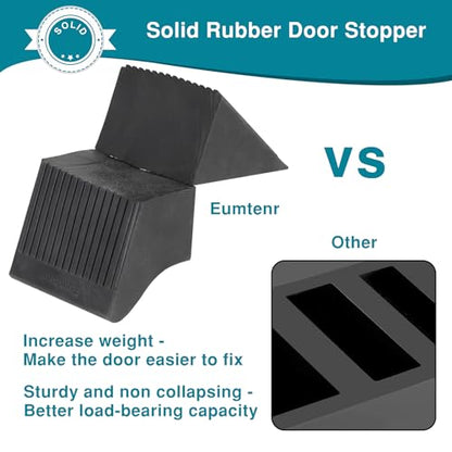Rubber Door Stoppers for Bottom of Door, Large Solid Heavy Duty Door Stop Wedge, Big Black Strong Tall Doorstopper, Non-Slip Doorstops Wall Protector for Home Office School Commercial, 1 Pack