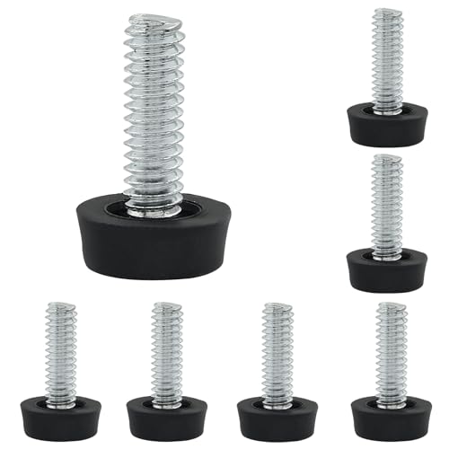 Waziaqoc 10Pcs 1/4-20 UNC Thread Adjustable Modern Furniture Levelers, Black Square Feet for Table, Chair, Cabinet, TV Stand (0.6 Inch Head Diameter)