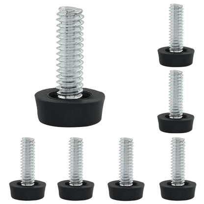 Waziaqoc 10Pcs 1/4-20 UNC Thread Adjustable Modern Furniture Levelers, Black Square Feet for Table, Chair, Cabinet, TV Stand (0.6 Inch Head Diameter)