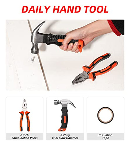 Tool Sets Household Tool Kit, 14-Piece General Home/Auto Repair Tool Set with Hammer, Pliers, Screwdriver Set and Toolbox Storage Case - Perfect for Homeowner, Diyer, Handyman (14-Piece)… - style: 14 Piece