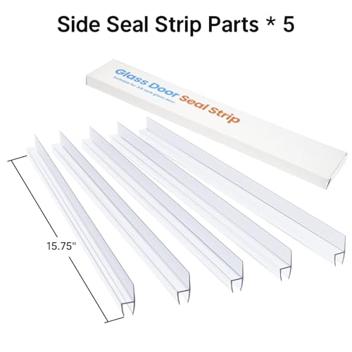 AmazerBath 5 PCS Shower Door Side Seal Strip -15.75 Inches x 5, 5 Sections Segmented Shower Installation Kit, Frameless Glass Door Seal Strip - Suitable for 1/4 Inch Glass - style: Side Seal 1/4