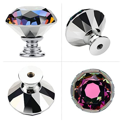 Ravinte 5 Pack Colorful Crystal Knobs for Dresser Drawers Glass Cabinet Knobs Diamond Shaped Drawer Knobs - 30 mm Knobs with Black Base - color: Colorful