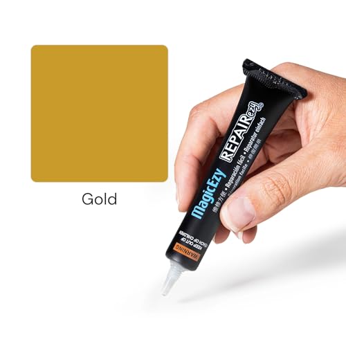 MagicEzy Tile Repair Kit: Porcelain Repair Kit - Ceramic Tile Repair Kit - Mix and Match Colors - Acrylic, Stone, Fiberglass - Wall Touch Up (Gold) - color: Gold